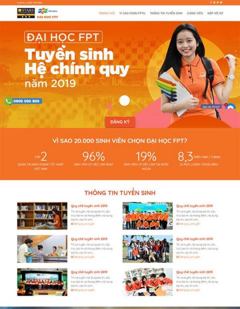 Mẫu landing page tuyển sinh