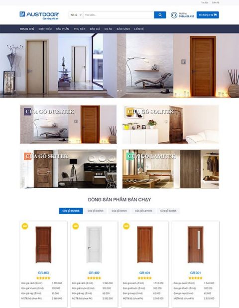 Mẫu website bán cửa gỗ