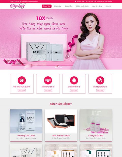 Mẫu website shop mỹ phẩm