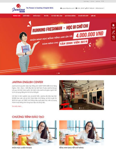 Mẫu website trung tâm đào tạo