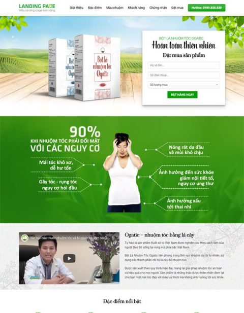 Mẫu landing page bột nhuộm