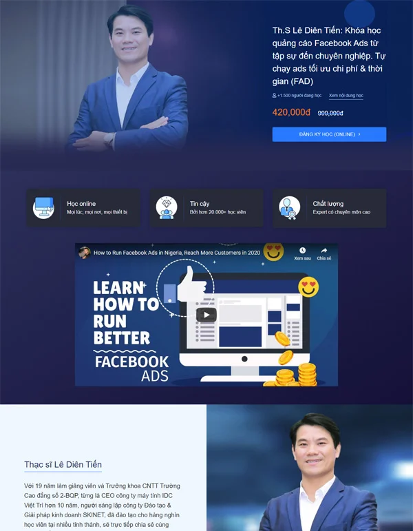 Mẫu landing khóa học