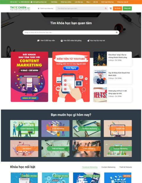 Mẫu website khóa học online