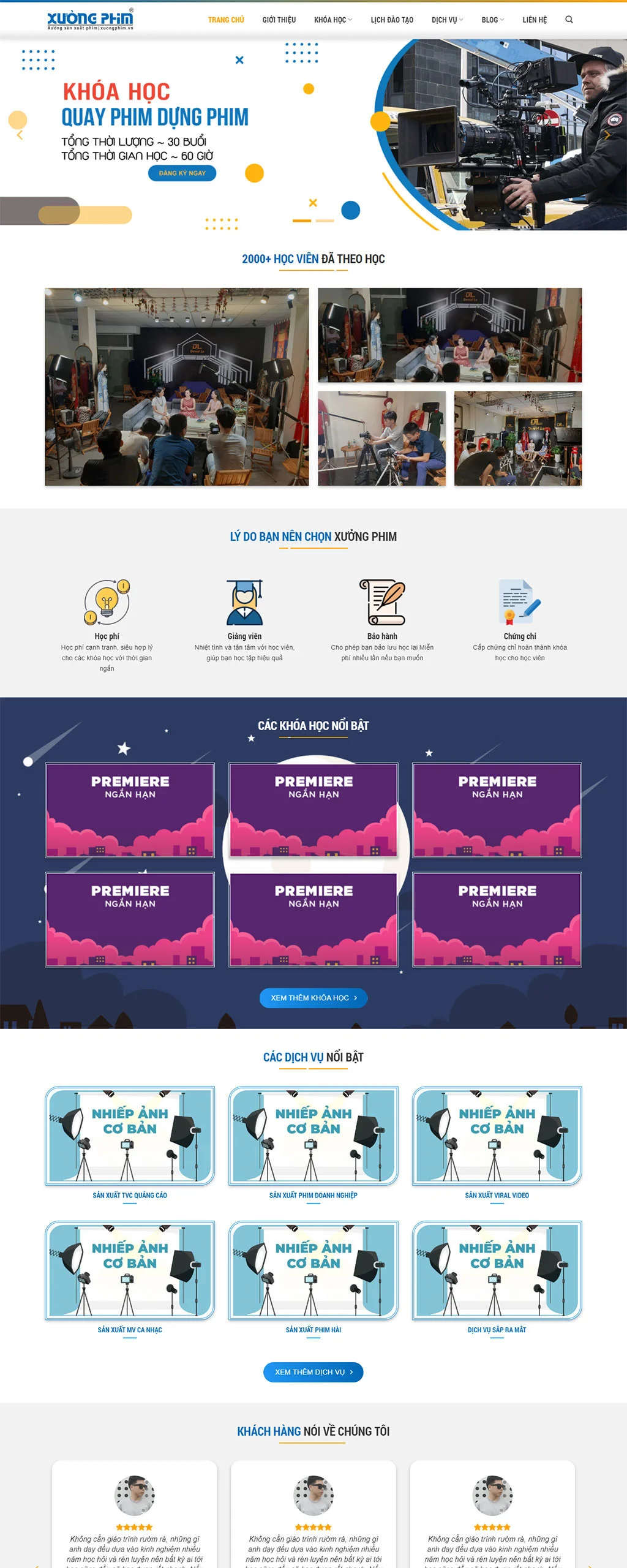 Trang chủ mẫu website dịch vụ quay phim