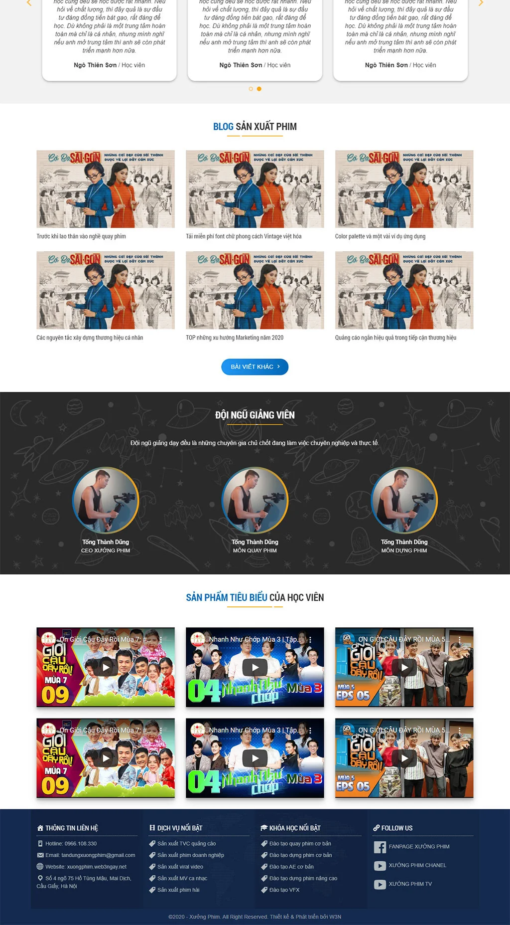 Trang chủ mẫu website dịch vụ quay phim