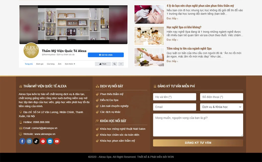 Trang chủ mẫu website spa làm đẹp
