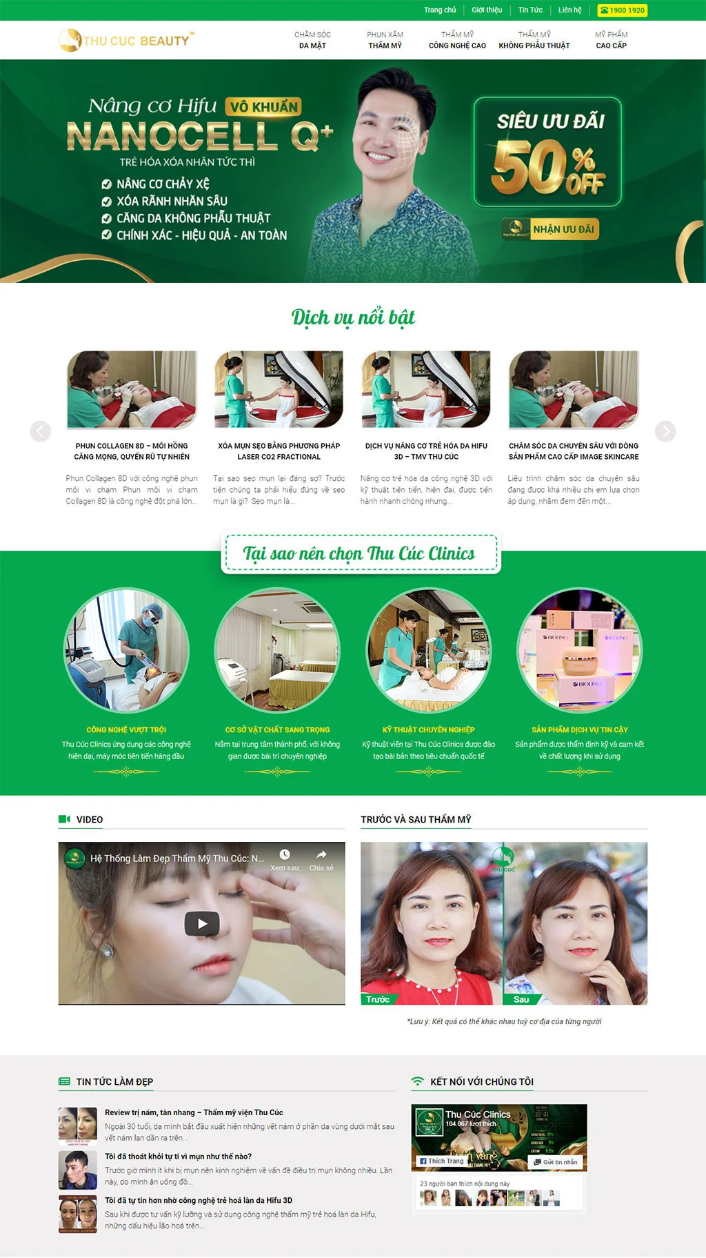 Trang chủ mẫu website spa làm đẹp