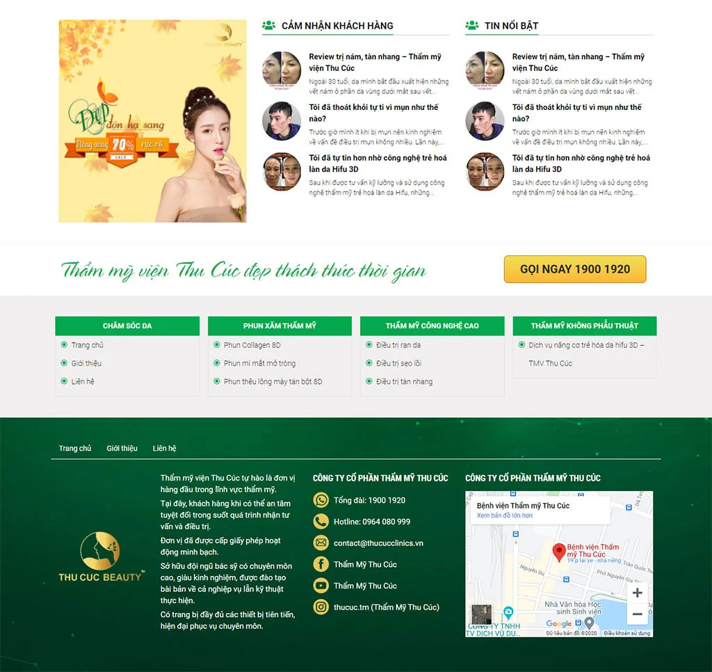 Trang chủ mẫu website spa làm đẹp