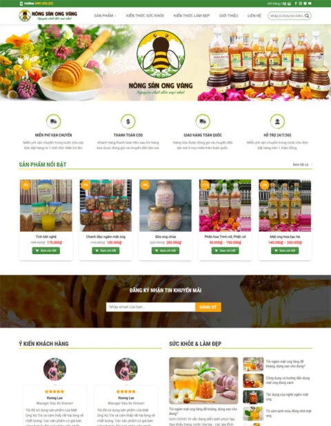 Mẫu website bán mật ong