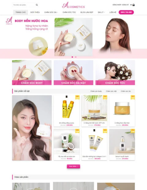 Mẫu website bán mỹ phẩm