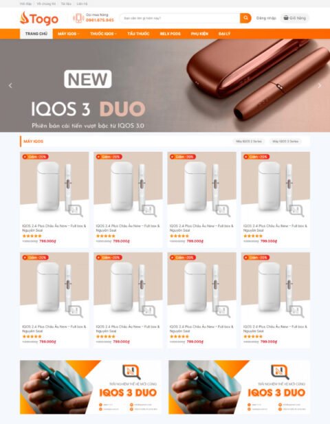 Mẫu website thuốc lá điện tử