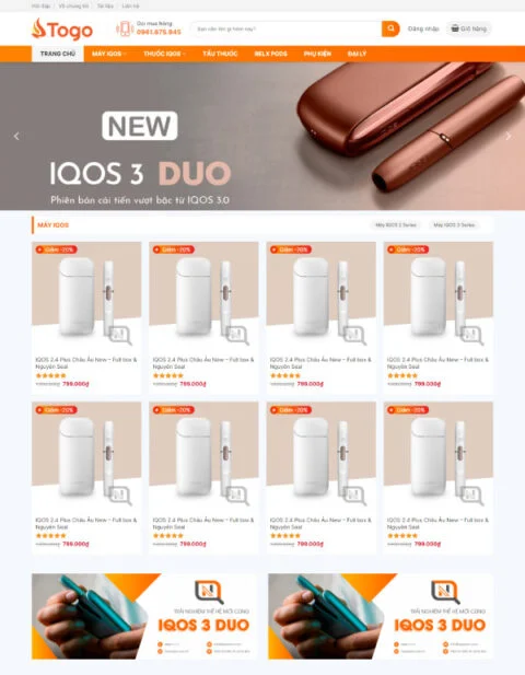 Mẫu website thuốc lá điện tử